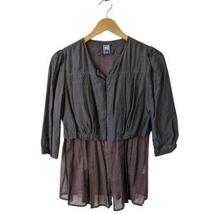 Free People Blouse with Clasps in Gray/Brown Size US 8
